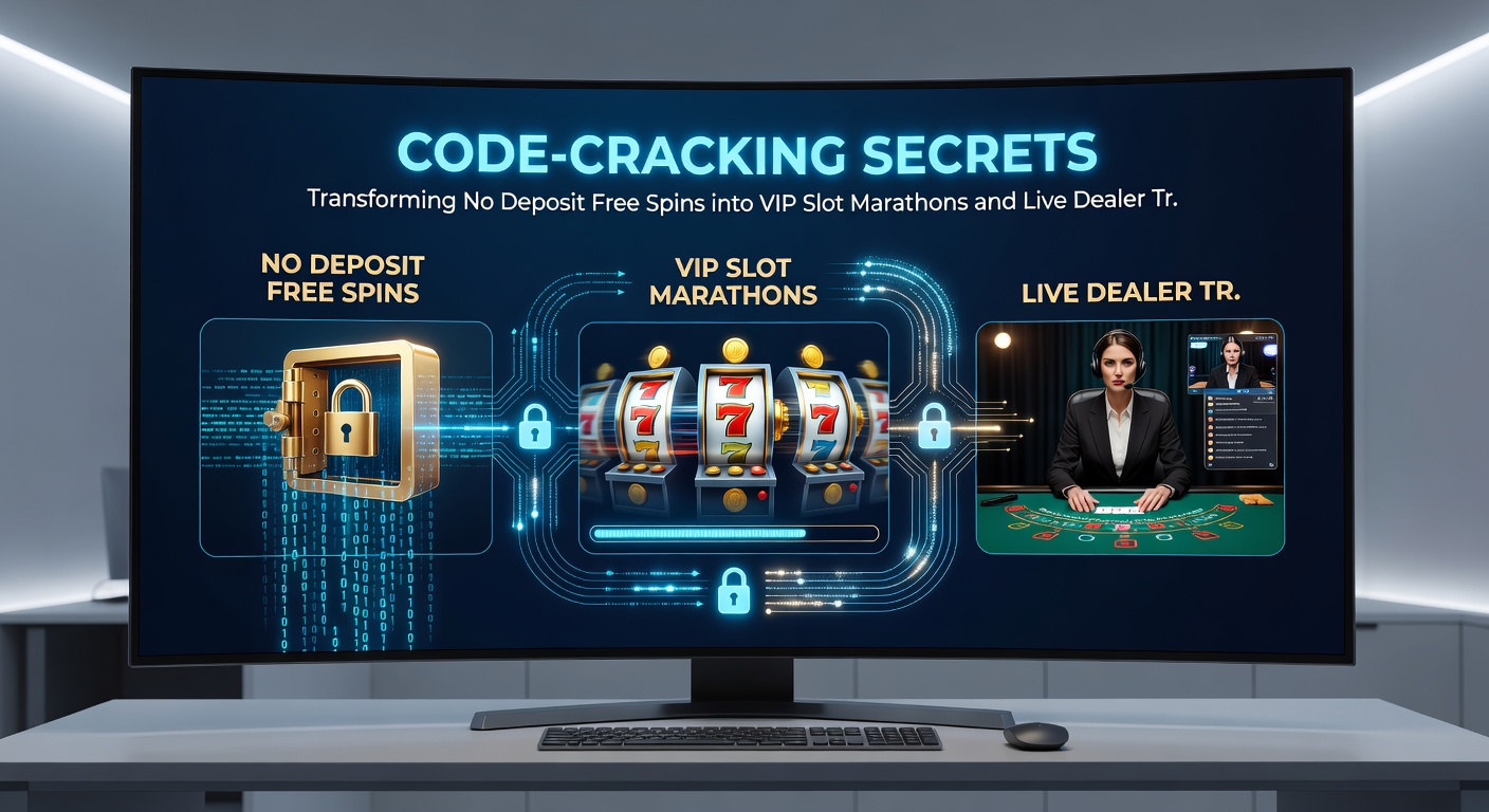 Ein VIP-Spieler am Live-Dealer-Tisch mit Slot-Marathon im Hintergrund und leuchtenden Bonus-Codes