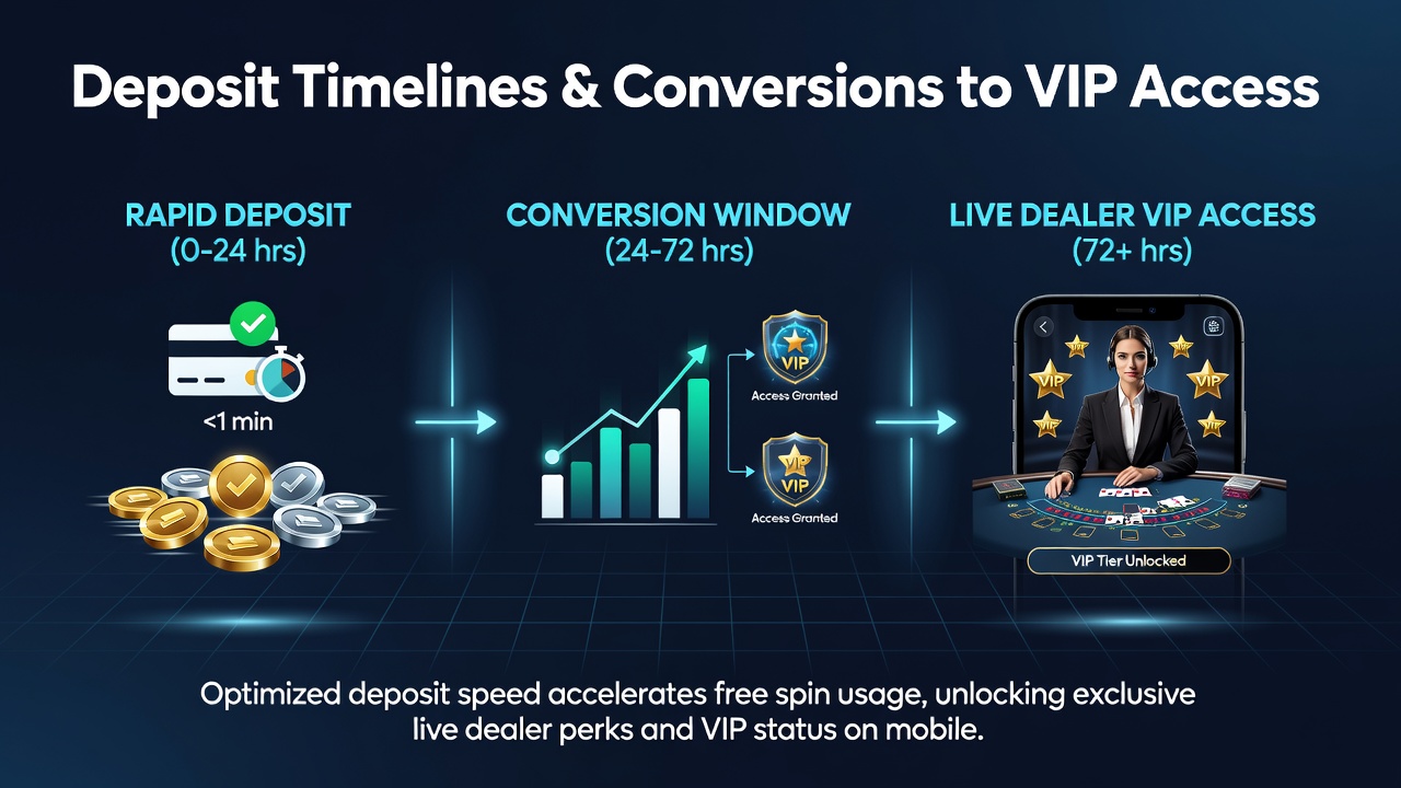 Darstellung von mobilen App-Schnittstellen mit Einzahlungs-Timelines und VIP-Fortschrittsbalken für Live-Dealer-Spiele