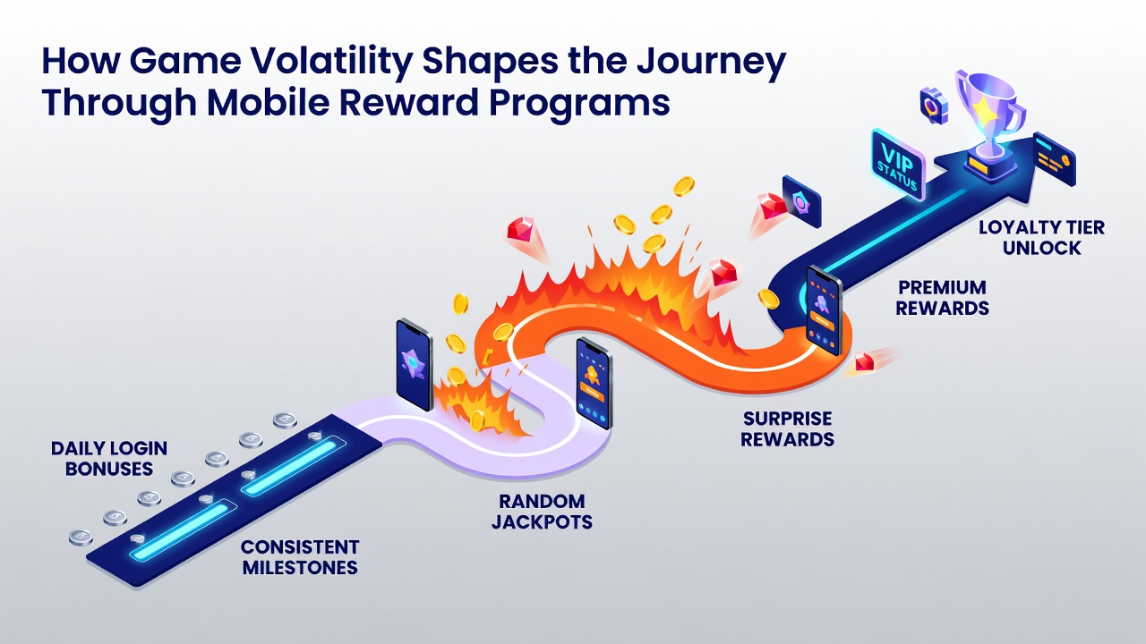 Diagramm zur Volatilität in mobilen Belohnungsprogrammen mit Slot- und Live-Dealer-Elementen