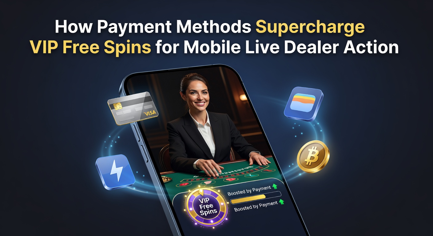 Grafik mit Zahlungsmethoden-Icons, die zu stapelnden Free-Spins und Live-Dealer-Tischen führen